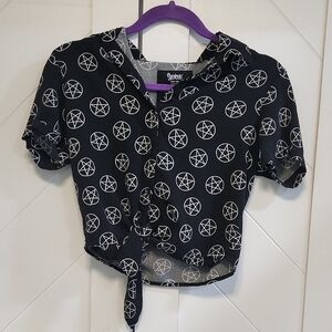 Spencer's Black and White Juinors Pentagram Tied Shirt